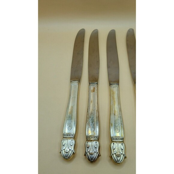 Vntg HOLMES & EDWARDS IS Danish Princess Inlaid Silver Plate - Dinner Knife 4pcs - Picture 2 of 5
